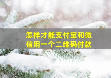 怎样才能支付宝和微信用一个二维码付款