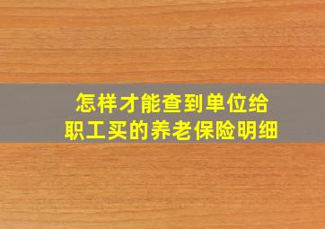 怎样才能查到单位给职工买的养老保险明细