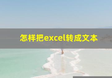 怎样把excel转成文本