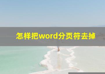 怎样把word分页符去掉