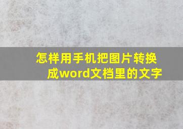 怎样用手机把图片转换成word文档里的文字