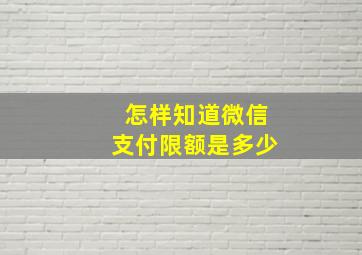 怎样知道微信支付限额是多少