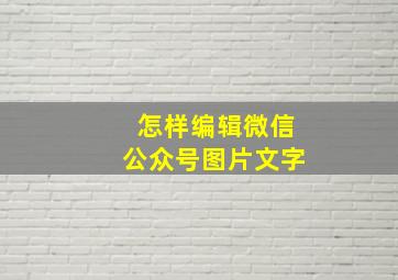 怎样编辑微信公众号图片文字