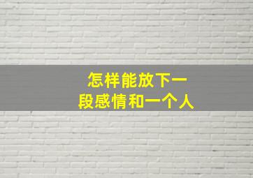 怎样能放下一段感情和一个人