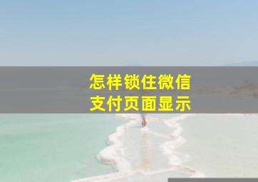 怎样锁住微信支付页面显示