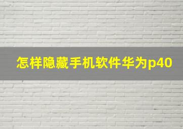 怎样隐藏手机软件华为p40