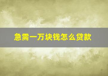 急需一万块钱怎么贷款