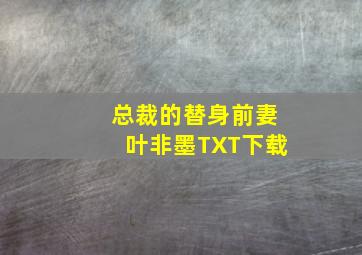 总裁的替身前妻叶非墨TXT下载