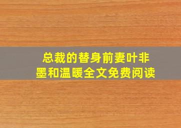 总裁的替身前妻叶非墨和温暖全文免费阅读