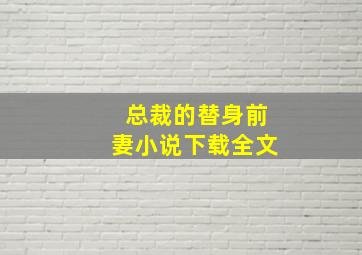 总裁的替身前妻小说下载全文