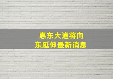 惠东大道将向东延伸最新消息