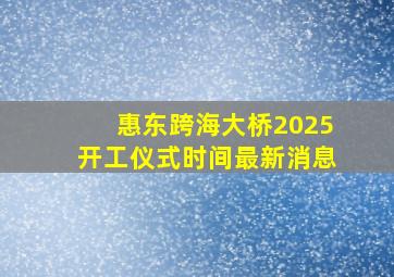 惠东跨海大桥2025开工仪式时间最新消息