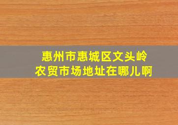 惠州市惠城区文头岭农贸市场地址在哪儿啊