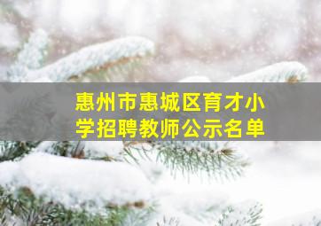 惠州市惠城区育才小学招聘教师公示名单