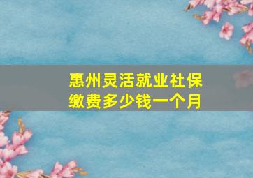 惠州灵活就业社保缴费多少钱一个月