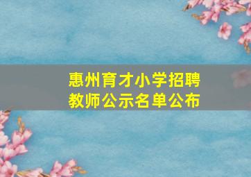 惠州育才小学招聘教师公示名单公布