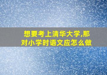 想要考上清华大学,那对小学时语文应怎么做