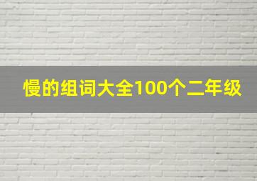 慢的组词大全100个二年级