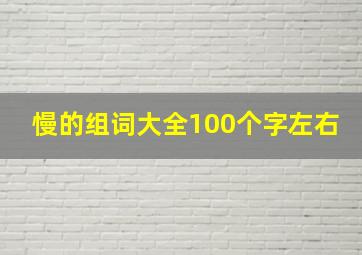 慢的组词大全100个字左右