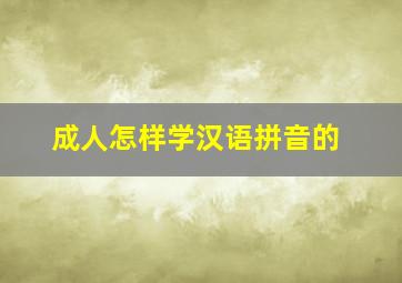 成人怎样学汉语拼音的