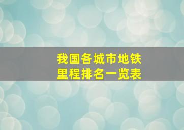 我国各城市地铁里程排名一览表