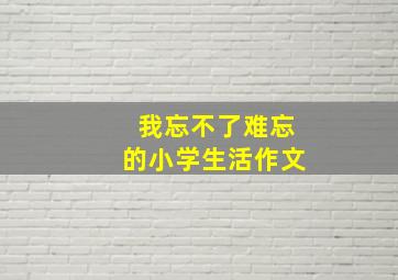 我忘不了难忘的小学生活作文