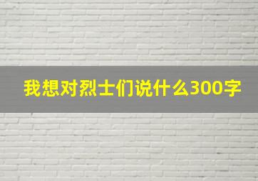 我想对烈士们说什么300字