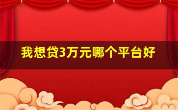 我想贷3万元哪个平台好