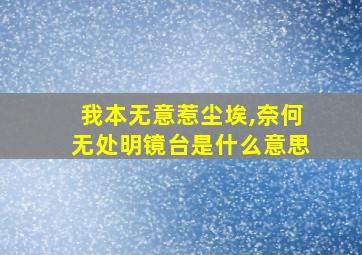 我本无意惹尘埃,奈何无处明镜台是什么意思