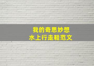 我的奇思妙想水上行走鞋范文