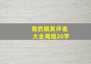 我的朋友评语大全简短20字