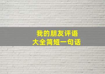 我的朋友评语大全简短一句话