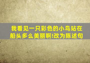 我看见一只彩色的小鸟站在船头多么美丽啊!改为陈述句