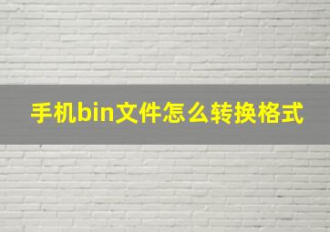 手机bin文件怎么转换格式