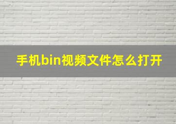 手机bin视频文件怎么打开