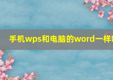 手机wps和电脑的word一样吗