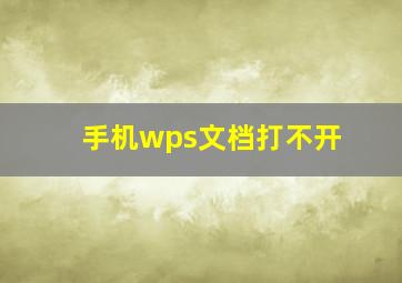 手机wps文档打不开