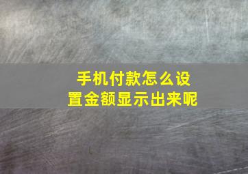 手机付款怎么设置金额显示出来呢