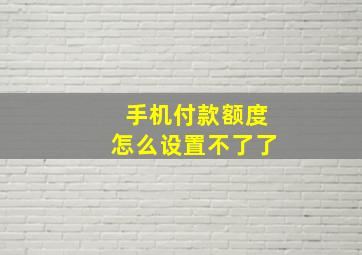 手机付款额度怎么设置不了了