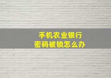 手机农业银行密码被锁怎么办