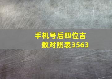 手机号后四位吉数对照表3563