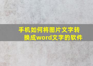 手机如何将图片文字转换成word文字的软件