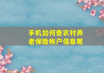 手机如何查农村养老保险帐户信息呢