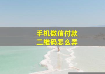 手机微信付款二维码怎么弄