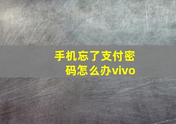 手机忘了支付密码怎么办vivo