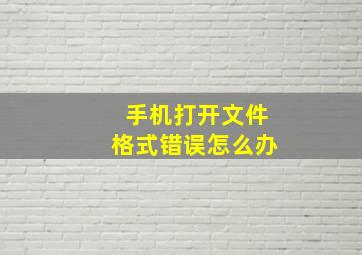 手机打开文件格式错误怎么办