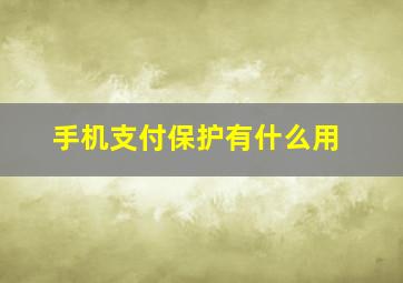 手机支付保护有什么用