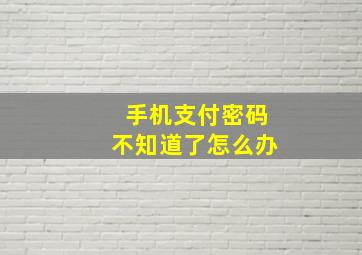 手机支付密码不知道了怎么办