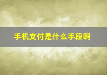 手机支付是什么手段啊