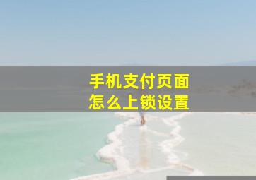 手机支付页面怎么上锁设置